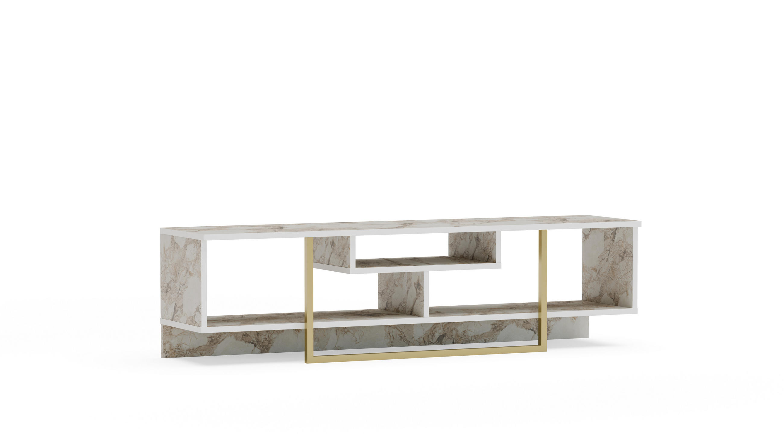 TV-ELEMENT Asal Marmor Weiss Gold - Goldfarben/Weiß, Holzwerkstoff (149.4/40/35.2cm) - Decorotika