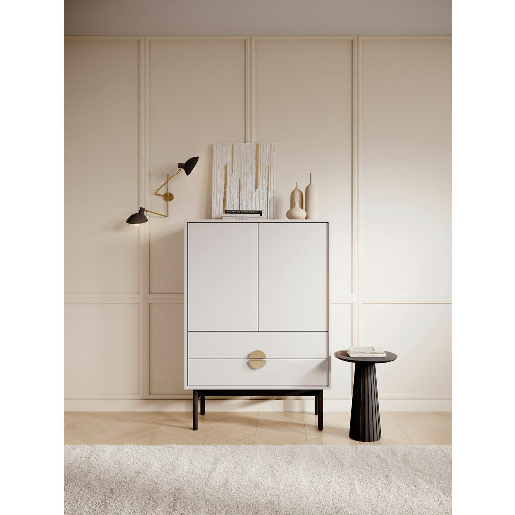 Thumbnail - Selsey Highboard, Weiß, Holzwerkstoff, 1 Fächer, 2 Schubladen, Rechteckig, 85.5x123.7x38 cm, Wohnzimmer, Kommoden & Side...