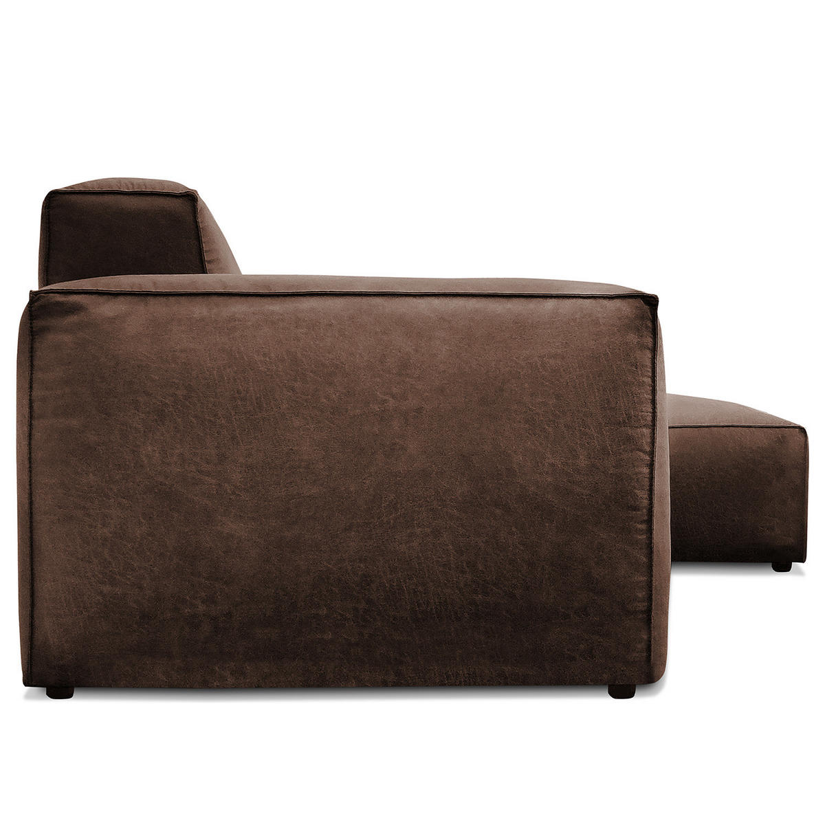 ECKSOFA mit Longchair - Dunkelbraun/Schwarz, Kunststoff (345/170cm) - home24