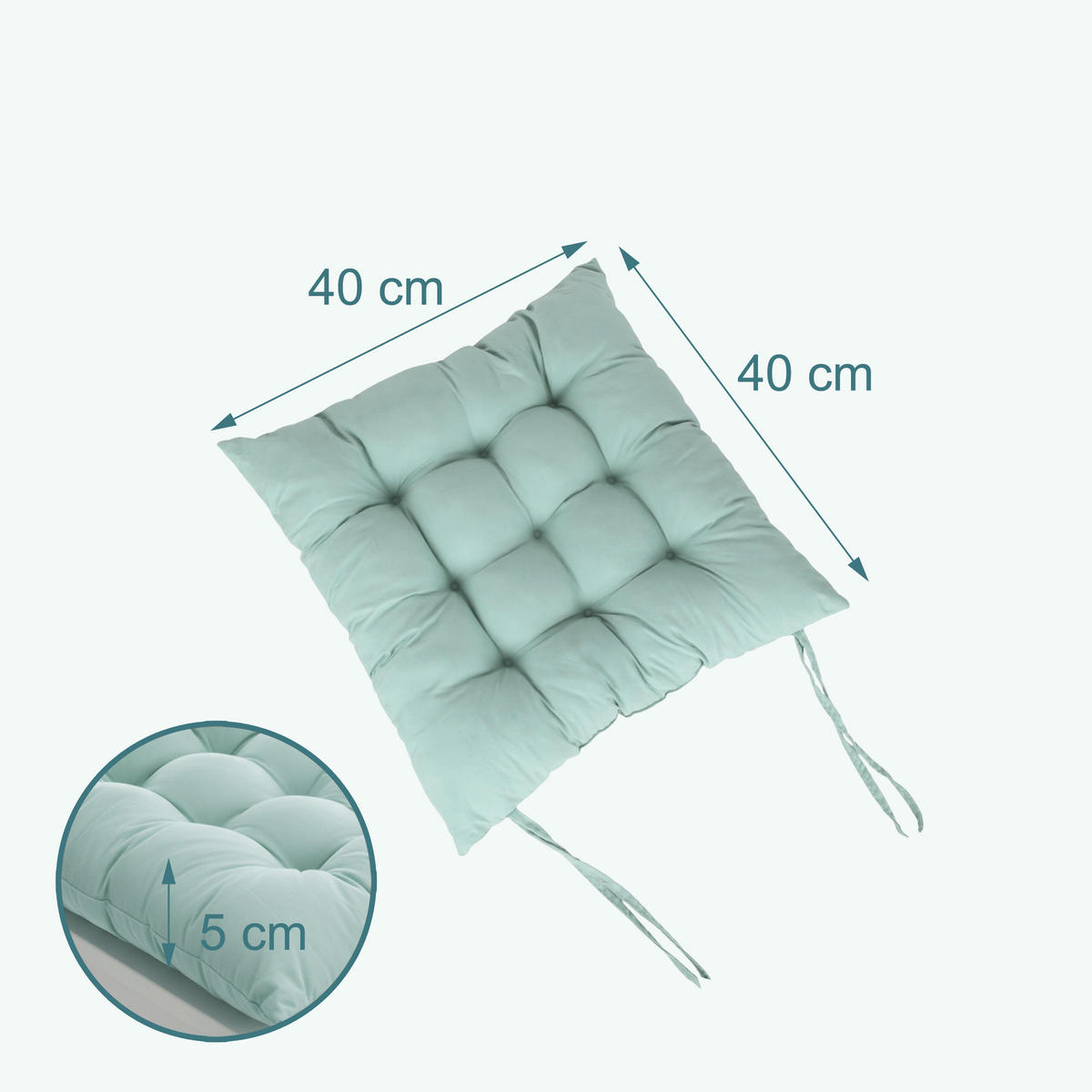 4XSTUHLKISSEN - Grün, Kunststoff/Textil (40/40/5cm) - Relaxdays