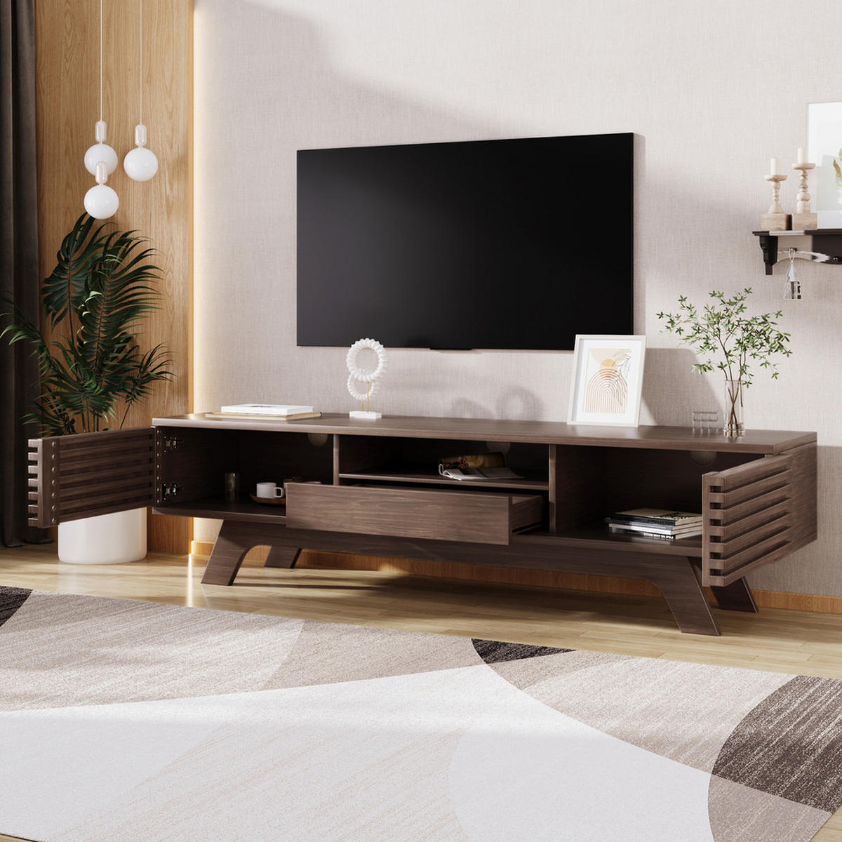 TV-SCHRANK 150x35cm Lowboard Vintage Holzfarbe 1 Schublade 2 Türen - Braun, Holz (41/15/159cm) - FLIEKS