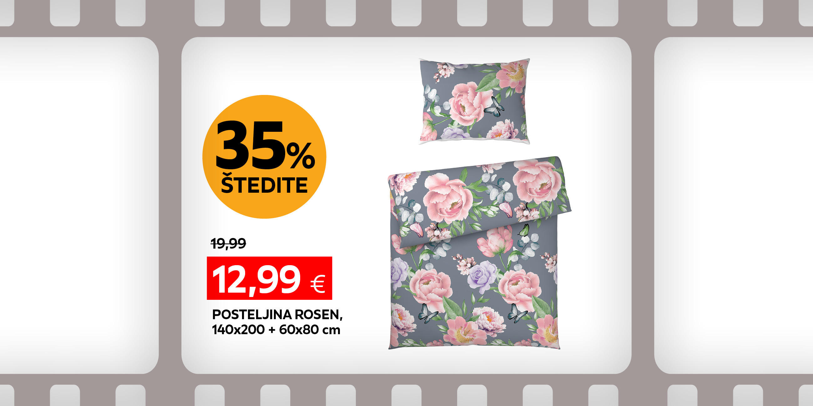 posteljina Rosen 140x200 + 60x80 cm umjesto 19,99 € nova cijena 12,99 € štedite 35%