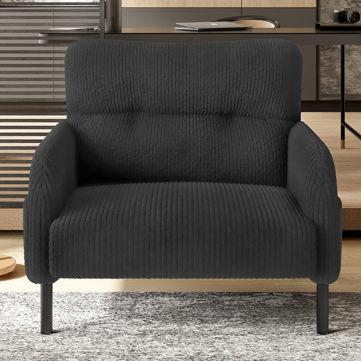 SESSEL Loungesessel,Polstersessel,Cord,Grau - Grau, Textil (67/79/75cm) - LVHOM
