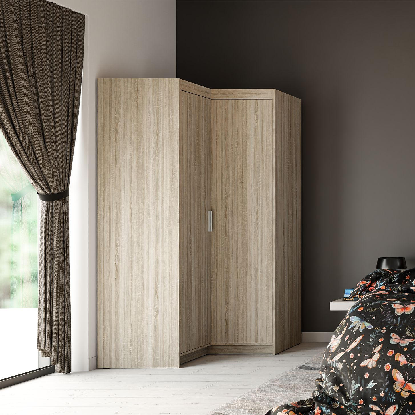 DREHTÜRENSCHRANK ELENORA 97,8/190,5/97,8cm 2-türig Sonoma Eiche - Sonoma Eiche, Holzwerkstoff (97.8/190.5/97.8cm) - MASSENO