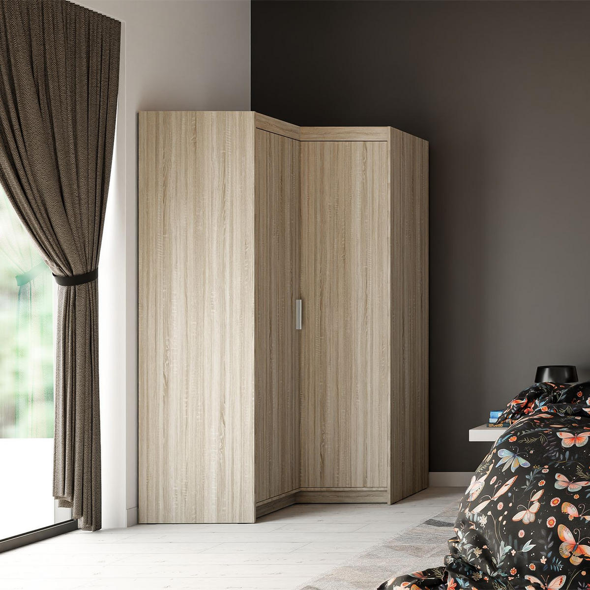 DREHTÜRENSCHRANK ELENORA 97,8/190,5/97,8cm 2-türig Sonoma Eiche - Sonoma Eiche, Holzwerkstoff (97.8/190.5/97.8cm) - MASSENO