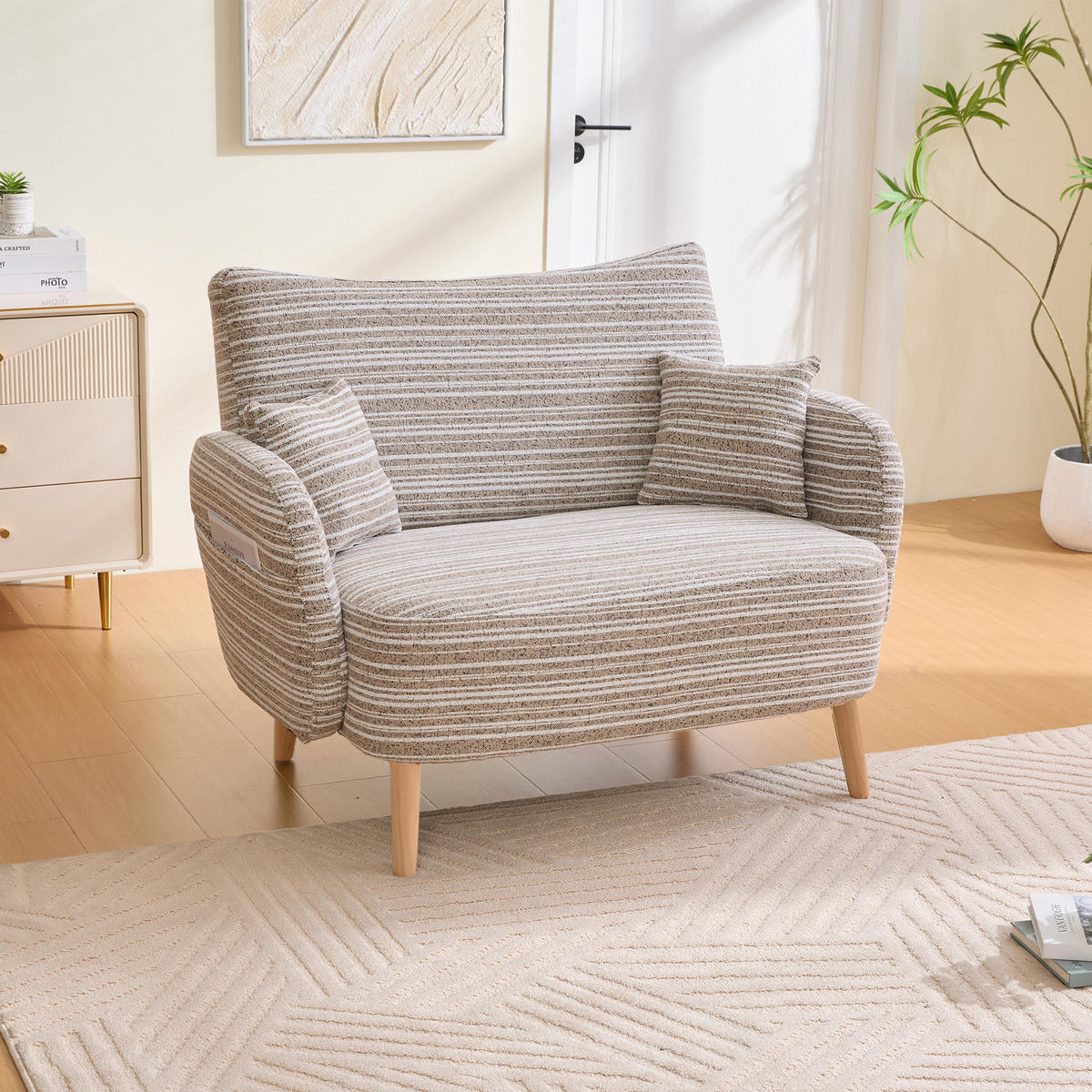 2-SITZER Sofa mit Armlehnen & Seitentasche, modernes Sessel Grau - Grau, Textil/Metall (121/87/81cm) - PARAFTA HOME