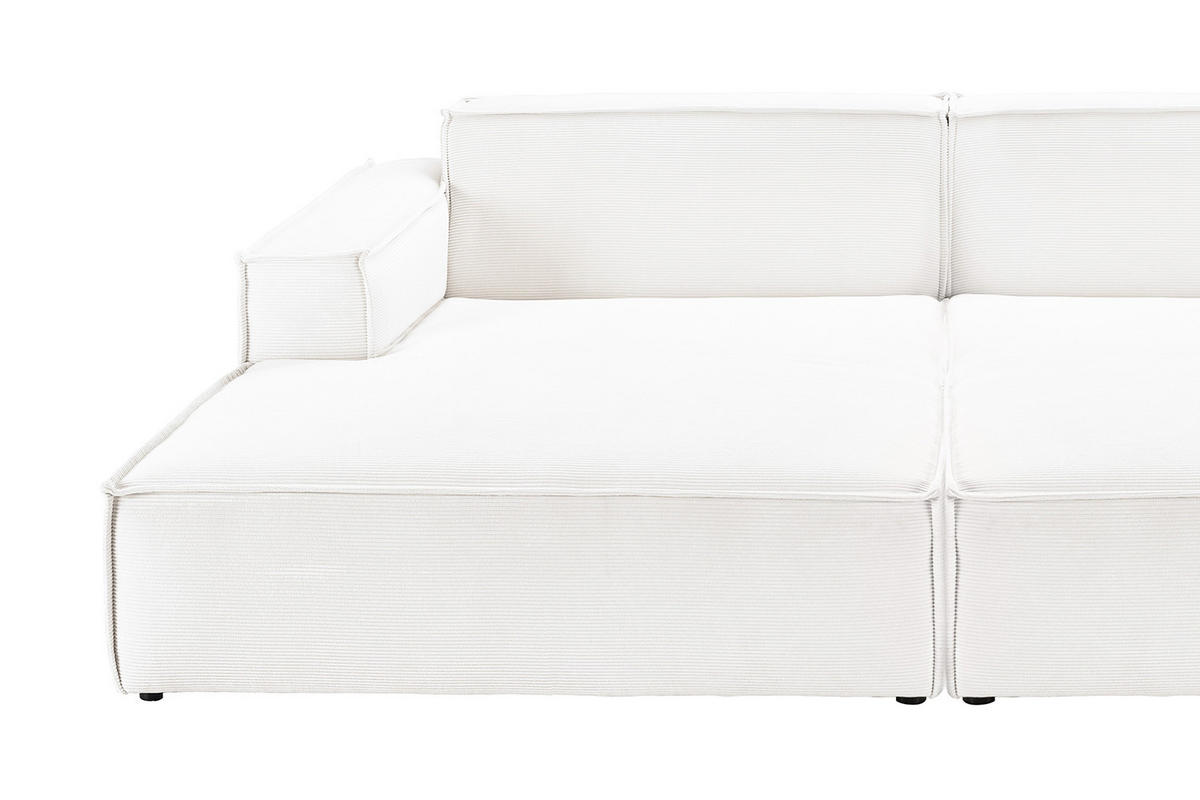 BIG SOFA SAMU Weiß Cord - Schwarz/Weiß, Textil (256/72/168cm) - KAWOLA