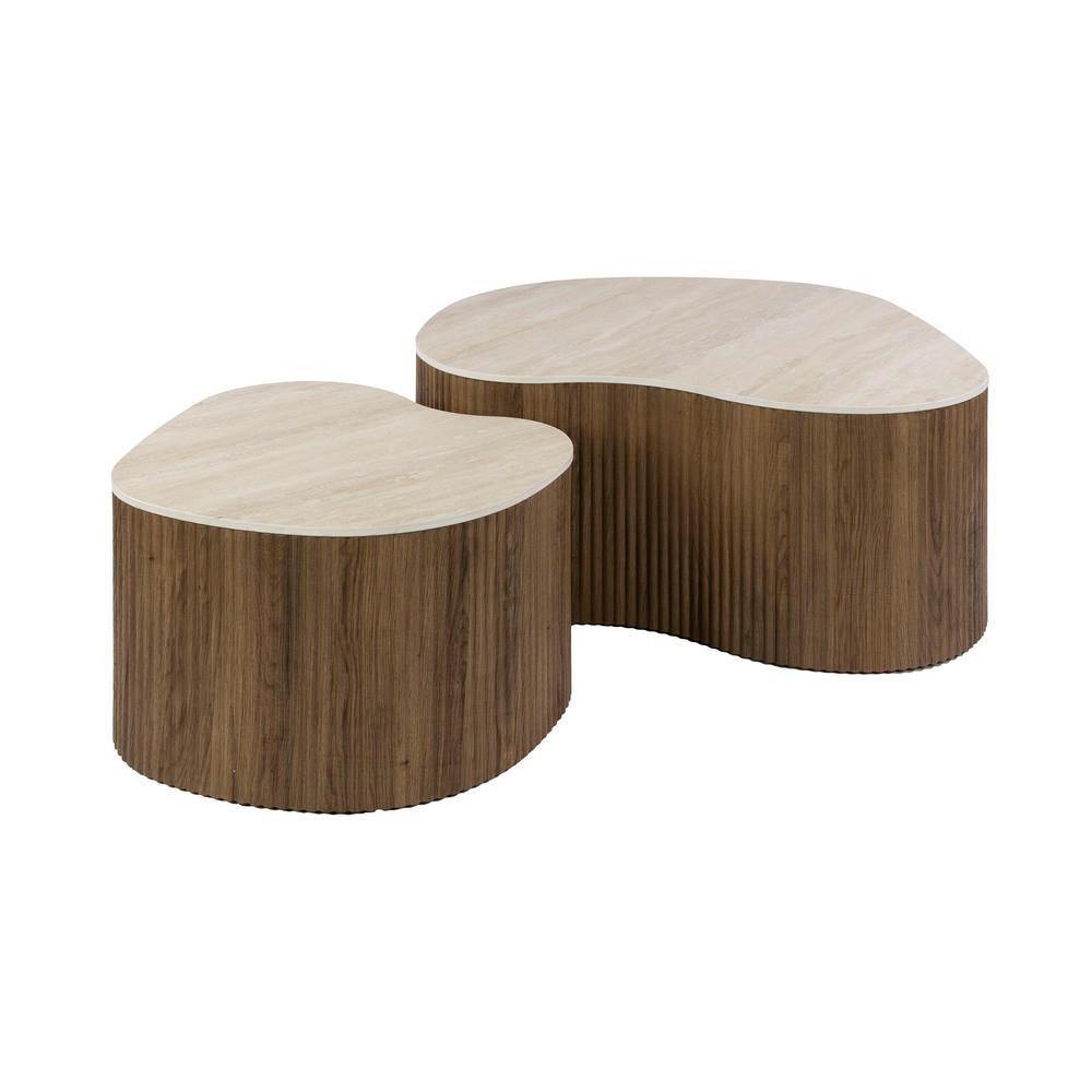 COUCHTISCH CERAMO MEDIO 2-teilige organische Lounge-Tische im Monolith-Design - Hellbraun/Beige, Keramik (90/85/39cm) - alesvelt