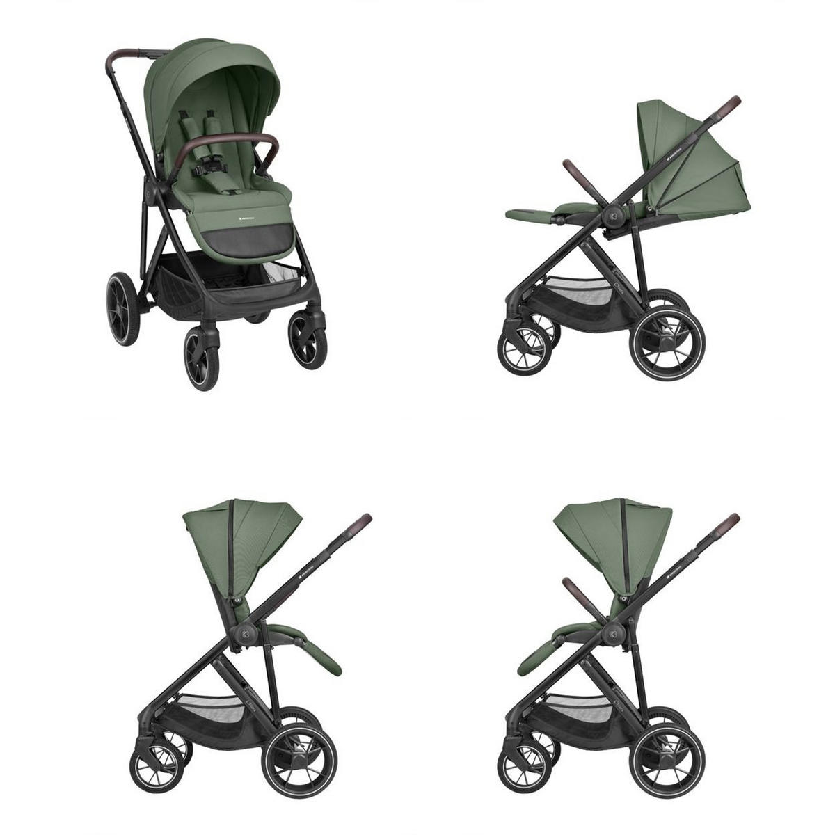 KOMBIKINDERWAGEN Chiara 3 in 1 grün Babyschale, Babywanne, faltbar, Tasche - Grün, Metall (95/58/108cm) - Kikka boo