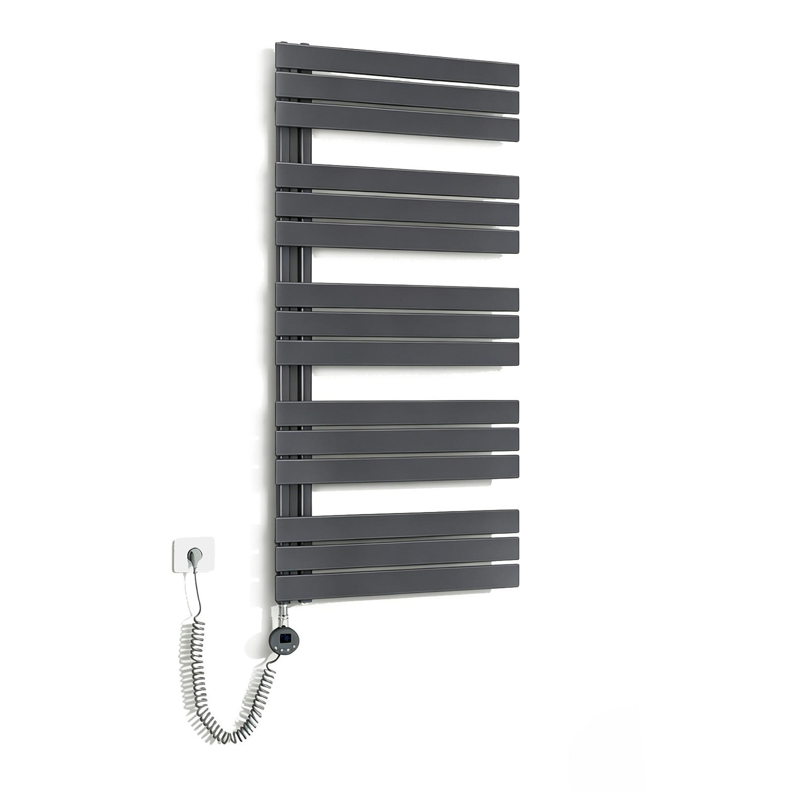 HANDTUCHHEIZKÖRPER 132/60 cm anthrazit elektrisch 800 W mit WLAN-Thermostat - Anthrazit, Metall (60/132/5.9cm) - S'AFIELINA
