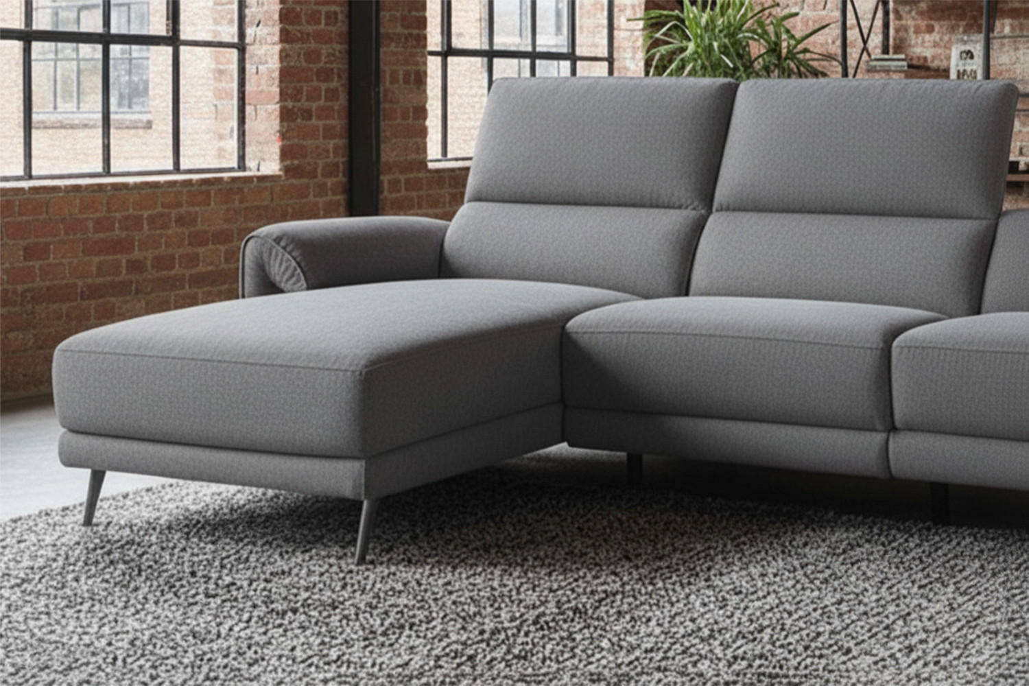 ECKSOFA ADRIANA Anthrazit Flachgewebe Relaxfunktion - Anthrazit/Schwarz, Textil/Metall (280/163cm) - KAWOLA