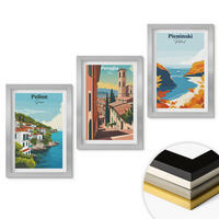 WANDBILDER 3er Set - 20x30 cm Silberner Rahmen - Malerische Retro-Landschaften - Silberfarben, Kunststoff (20/30cm) - ArtPrintCave