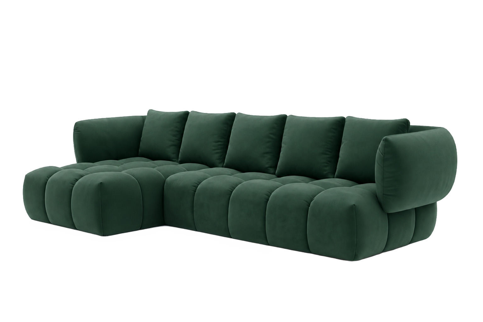 ECKSOFA L-Form, Veloursstoff Bluvel, Grün, Links, SEVIO L - Grün, Holz (242/175cm) - Kaiser Möbel
