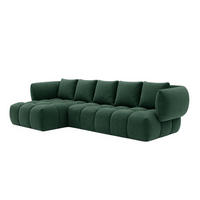 ECKSOFA L-Form, Veloursstoff Bluvel, Grün, Links, SEVIO L - Grün, Holz (242/175cm) - Kaiser Möbel