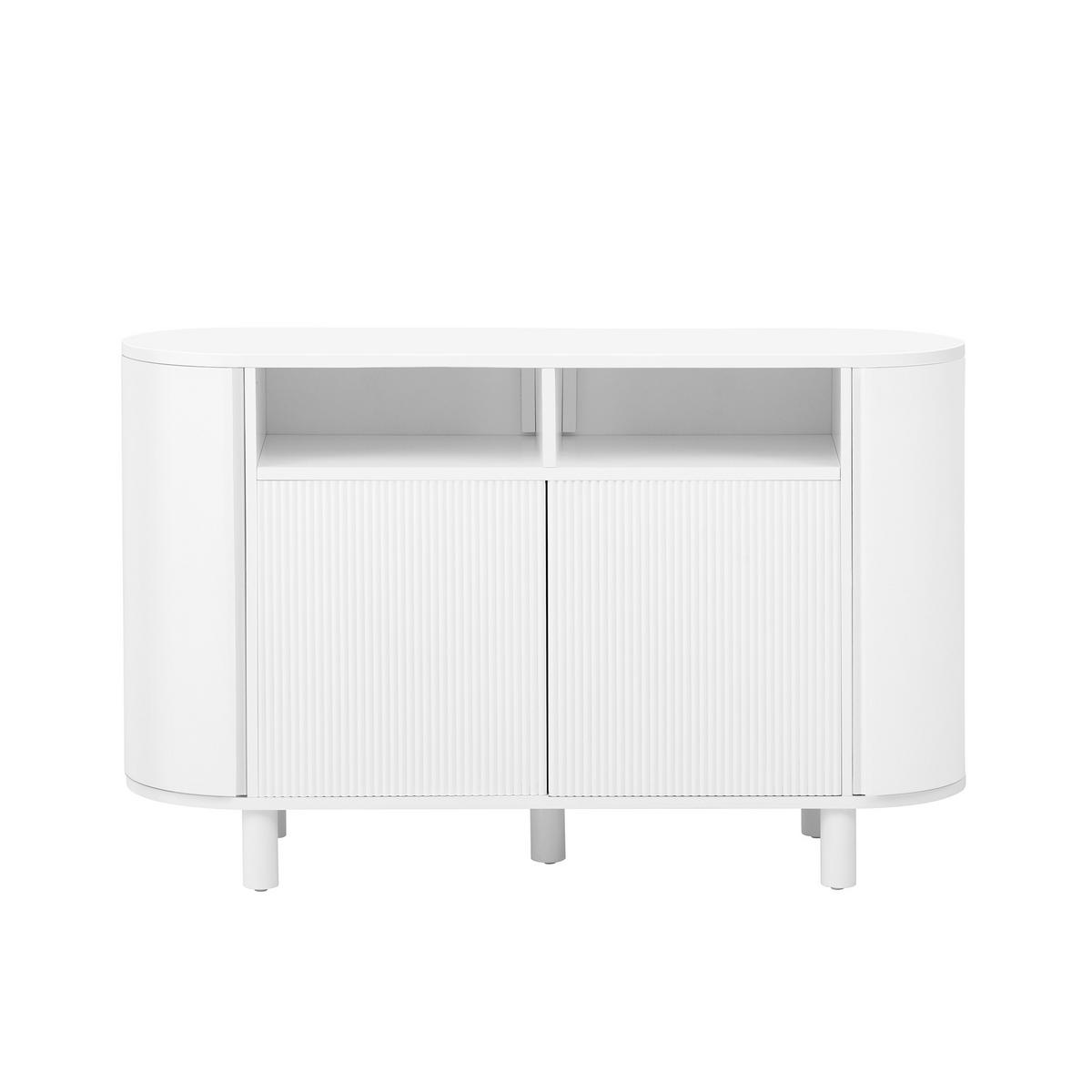 SIDEBOARD 120/38/77 cm in Weiß mit 2 Türen & offenem Fach - Weiß, Holzwerkstoff (120/77/38cm) - BEAOK