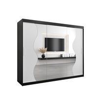 SCHWEBETÜRENSCHRANK 200/250/62 3-türig - Silberfarben/Schwarz, Holz/Kunststoff (250/200/62cm) - MÖBEL KRYSPOL