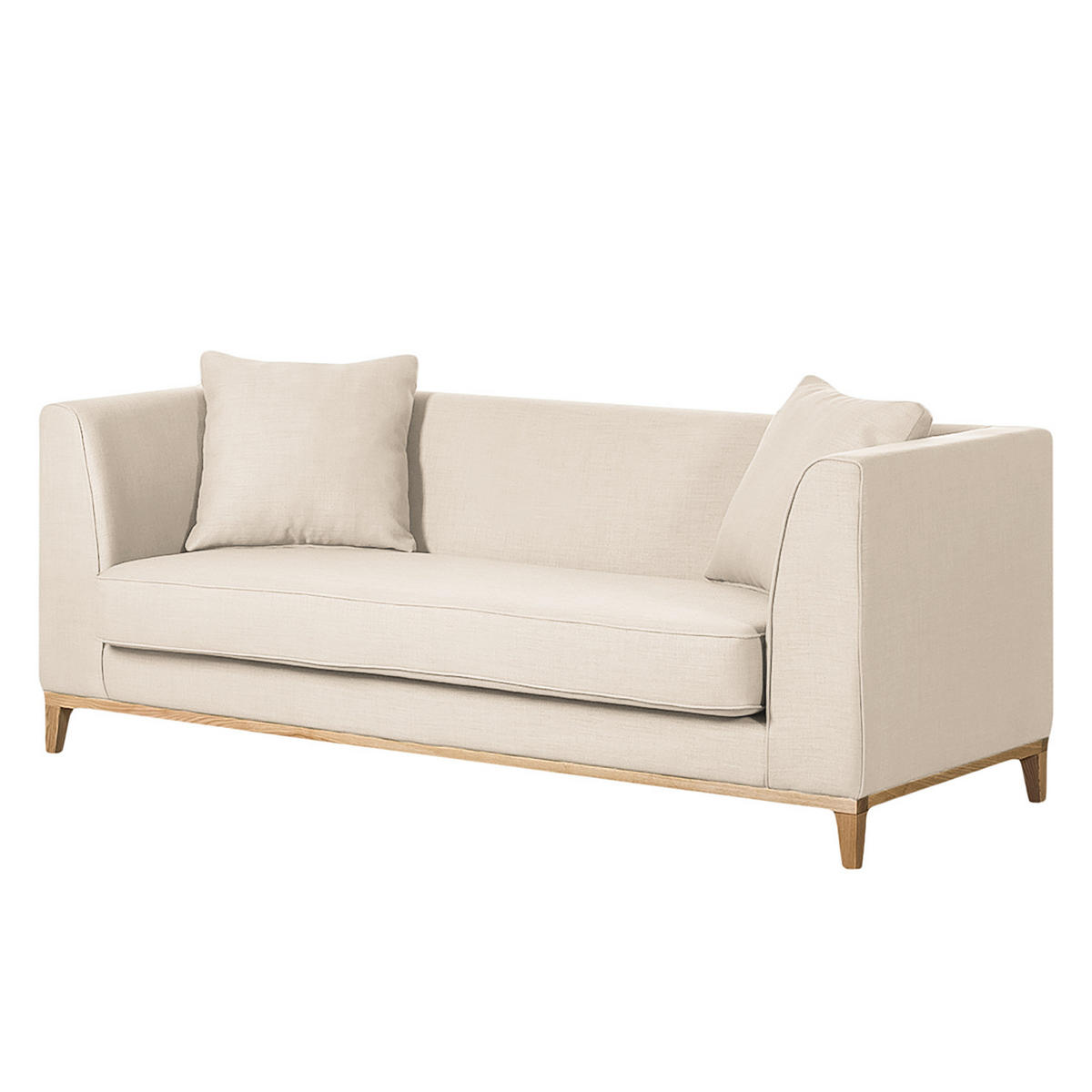 3-SITZER SOFA - Beige, Eichenholz/Textil (201/79/82cm) - home24