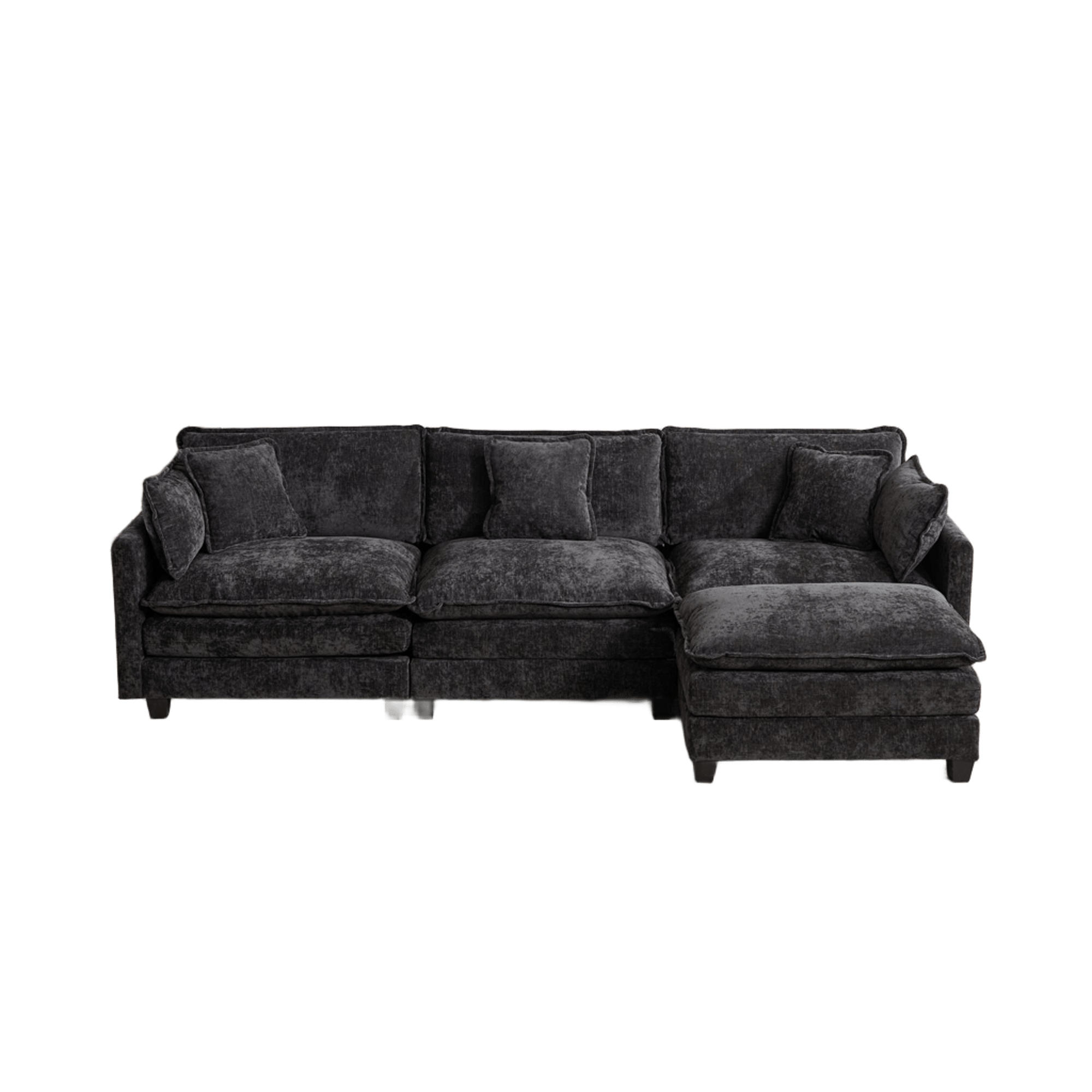 3-SITZER Sofa aus Chenille 289x75x84 cm mit modularem Design, schwarz - Schwarz, Textil (75/84/289cm)