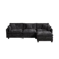 3-SITZER Sofa aus Chenille 289x75x84 cm mit modularem Design, schwarz - Schwarz, Textil (75/84/289cm)