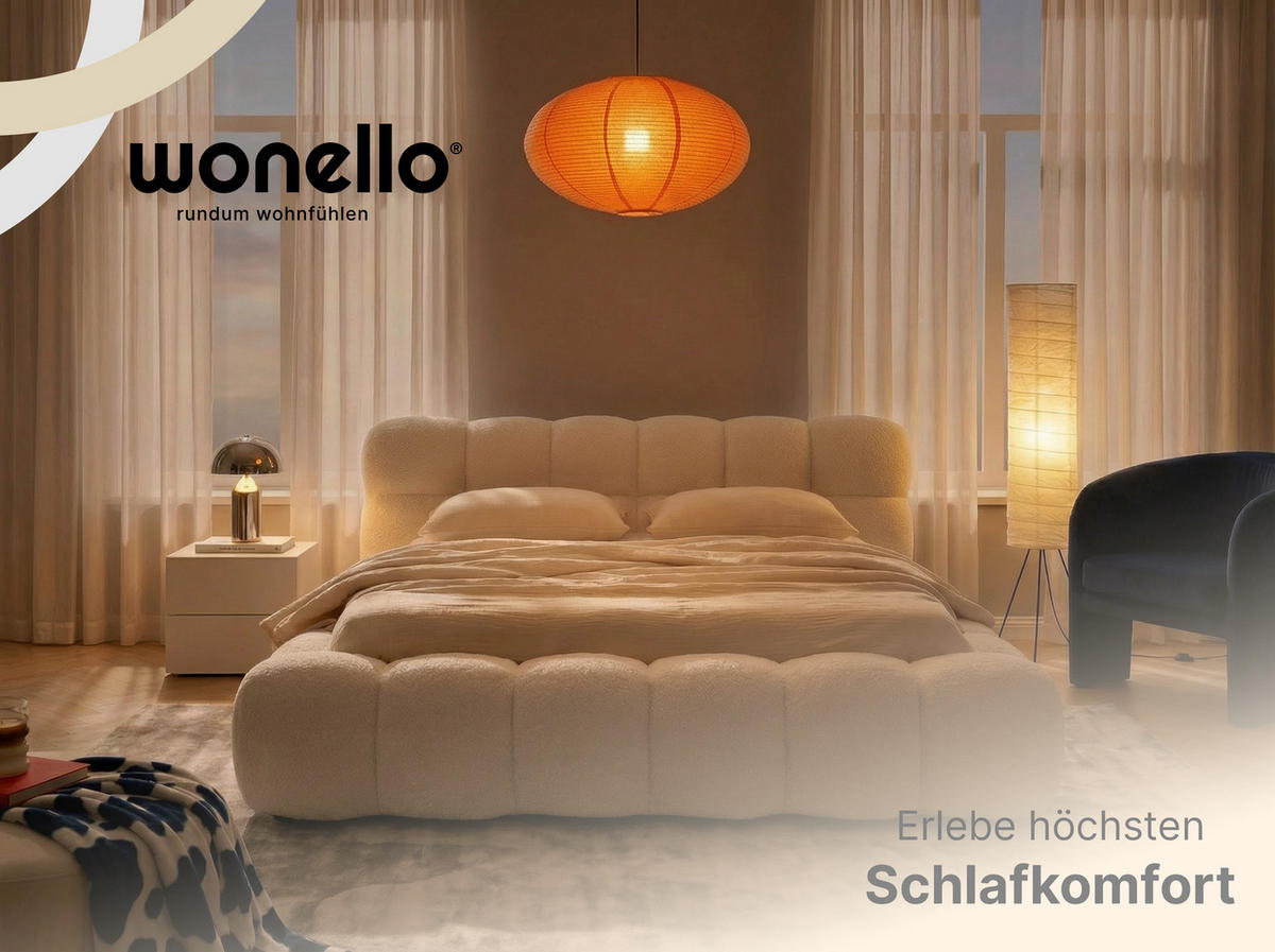 POLSTERBETT Nuba Creame 180/200 cm Boucle mit Bettkasten - Creme, Textil/Metall (180/200cm) - wonello