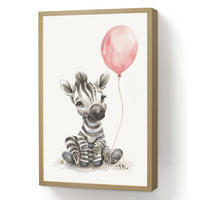 NACHTTISCHLAMPE MIT AKKU Zebra - Baby - Tiere - Rosa Luftballon 40x60 cm - Weiß, Holzwerkstoff (8/40/60cm) - OnlyWow