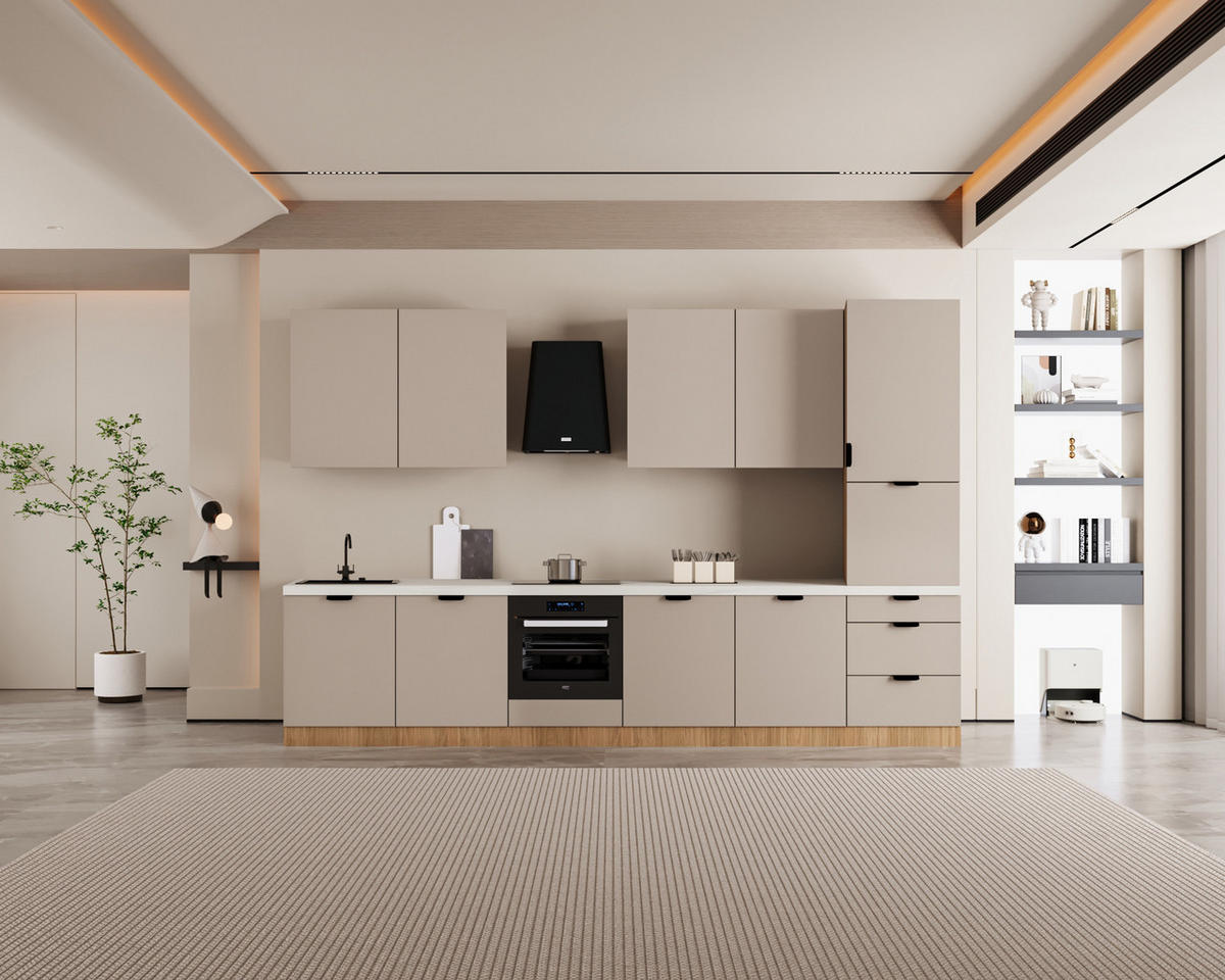 KÜCHENZEILE 360 cm - Sorento KS8-M360 - in Beige / Sonoma Eiche - Beige/Sonoma Eiche, Holz (360/247/52cm)