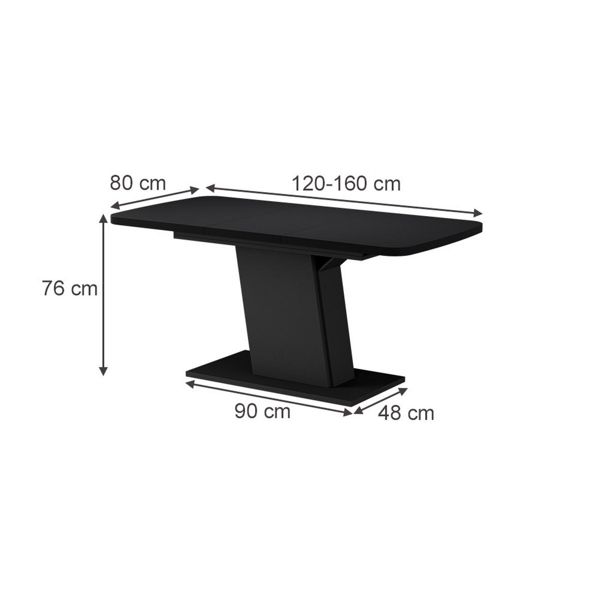 ROZKLÁDACÍ JÍDELNÍ STŮL Fenaro Černá - černá, kompozitní dřevo (80/120/77.3cm) - Vicco