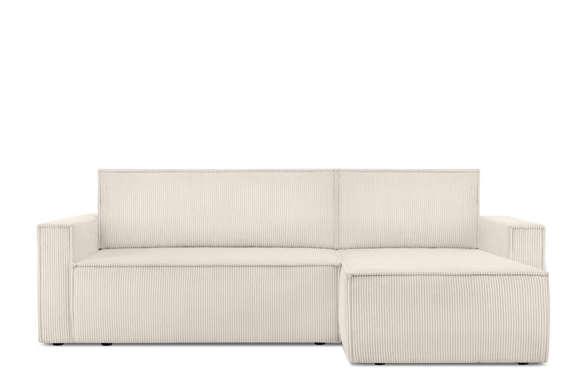 ECKSOFA-LINKS/RECHTS NAPI Schlaffunktion mit Cordbezug, beige - Ecru/Schwarz, Textil (246/148cm) - KONSIMO®