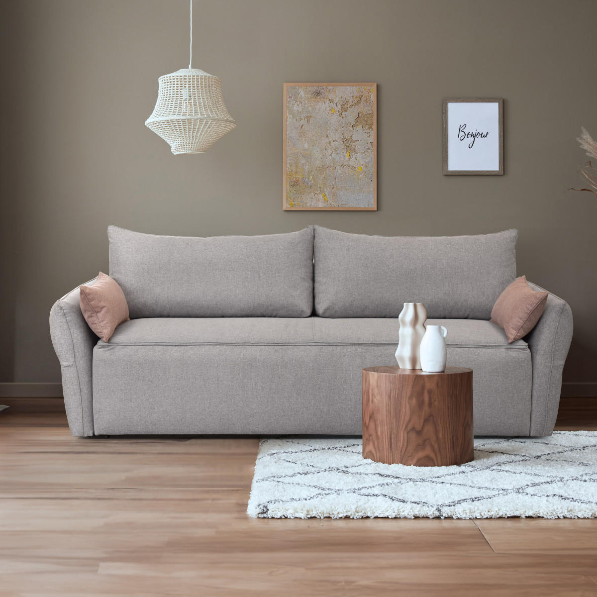 SCHLAFSOFA 3-sitzer aus stoff - lagos 238/96/90 cm - Grau, Textil (96/90/238cm) - Calicosy