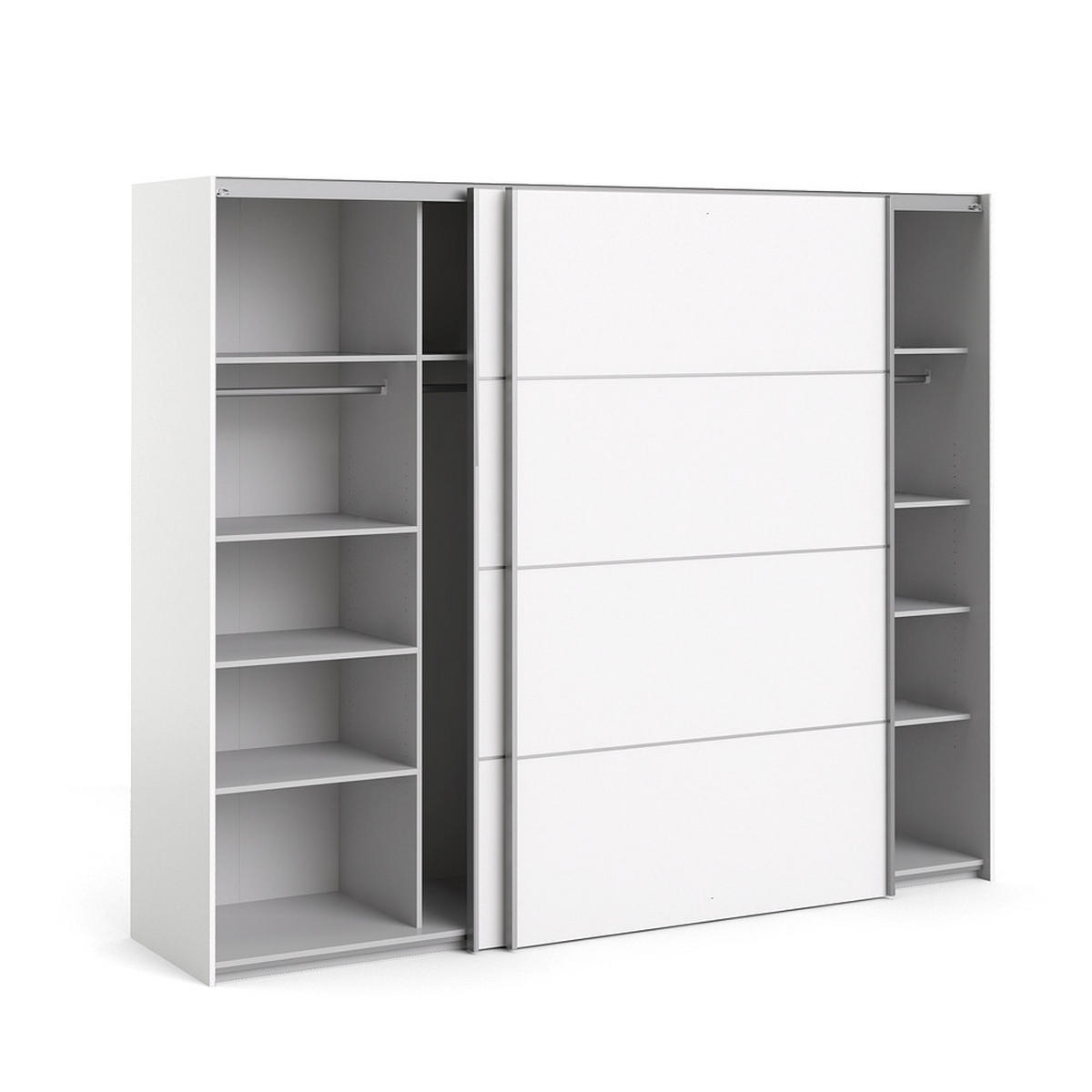 SCHWEBETÜRENSCHRANK weiß - Weiß, Holzwerkstoff (243/202/64cm) - ebuy24