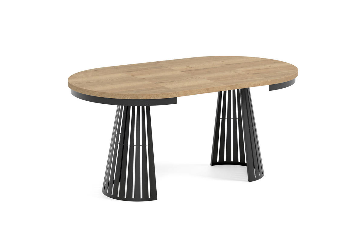 ESSTISCH Cone Bis - Hellbraun/Schwarz, Holzwerkstoff/Metall (100/100/76cm) - Meblini