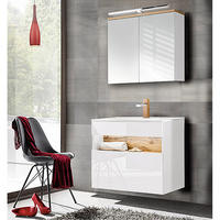 BADMÖBEL-SET 4-TLG. Bermuda-56 - Weiß, Holzwerkstoff (80/200/45cm) - Lomado
