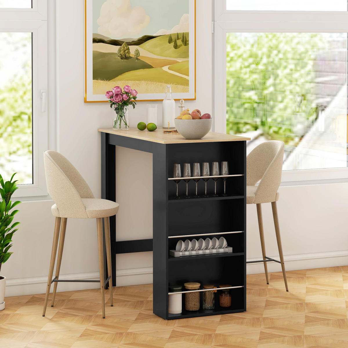BARTISCH Schwarz 1 Stück - Schwarz, Kunststoff (112/57/106cm) - GiPP