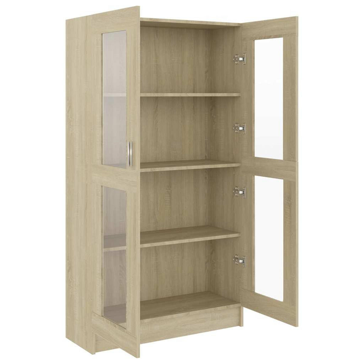 VITRINENSCHRANK mit 4 Fächern, 2 Glastüren 82,5/30,5/150 cm aus Holzwerkstoff Sonoma-Eiche Dekor - Sonoma Eiche, Holz (82.5/150/30.5cm) - vidaXL