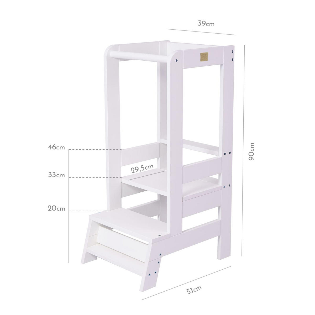 LERNTURM für Kinder, Natur Holz, Weiß - Weiß, Holz (39/90/90cm) - MeowBaby