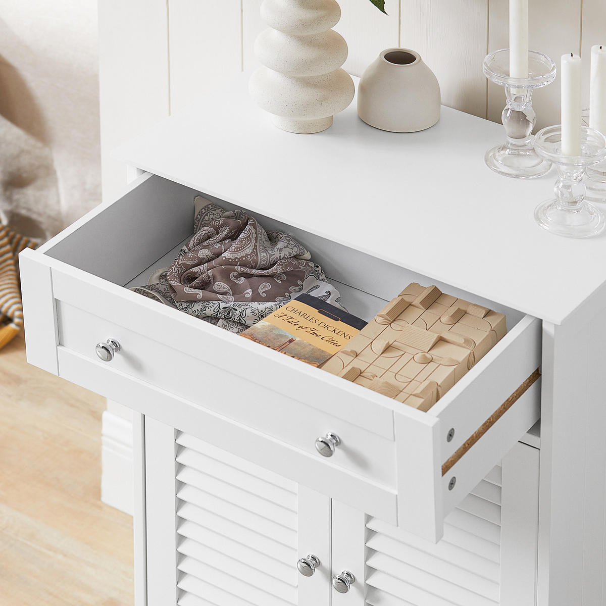 BADEZIMMERSCHRANK Weiß - Weiß, Holzwerkstoff (60/87/35cm) - SoBuy