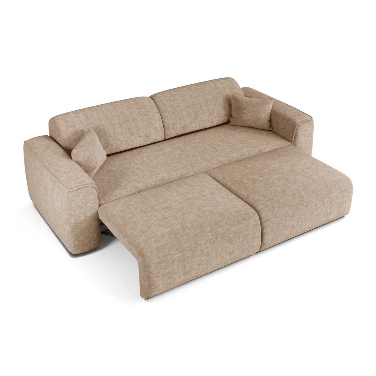 SCHLAFSOFA GERADE Texturierter Samt Taupe 240cm - Taupe, Textil (240/73/97cm) - Sia Home