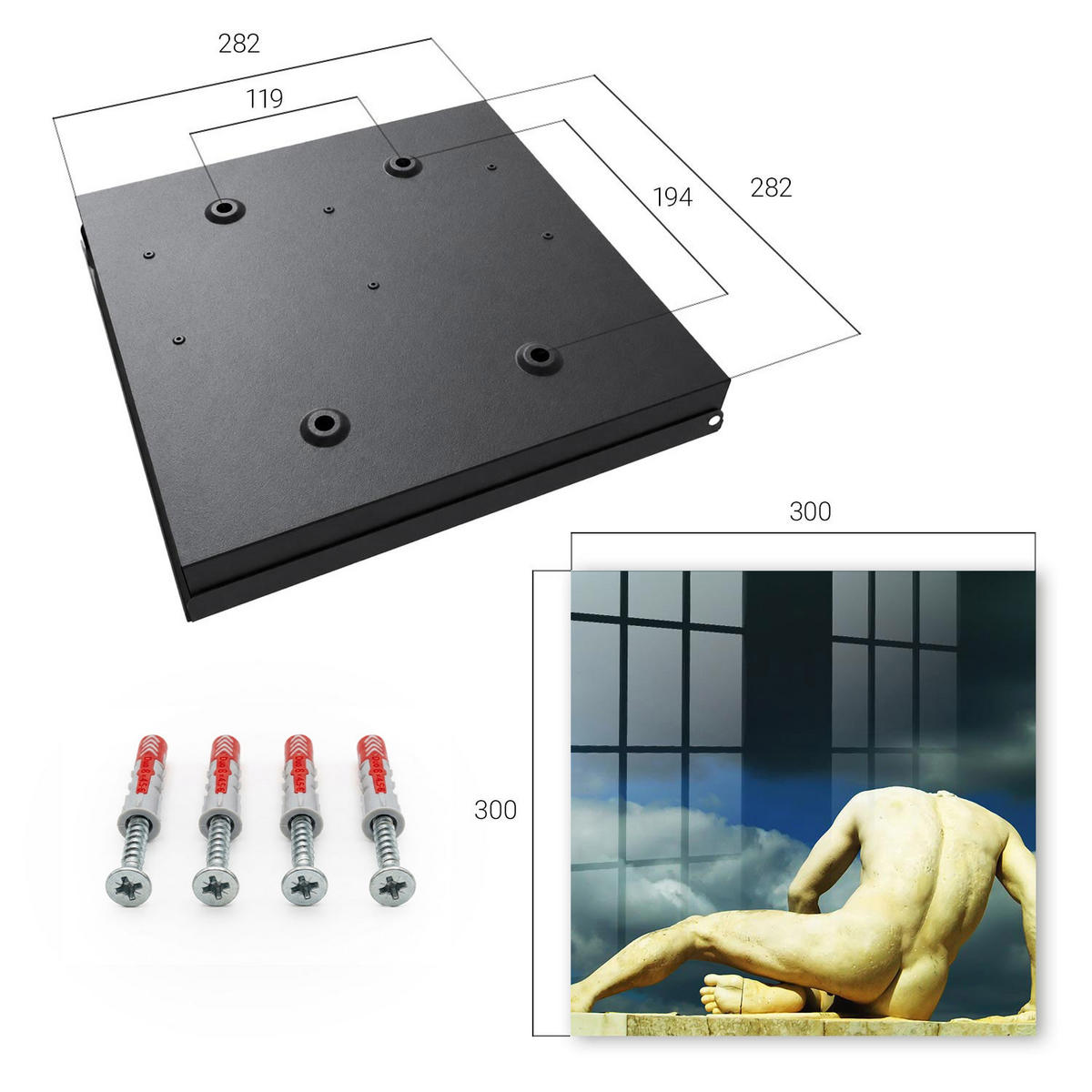 SCHLÜSSELBOX Schwarz 30x30 cm- Türöffnung nach rechts - Klassische Eleganz - Gelb, Metall (30/30/5cm) - TULUP