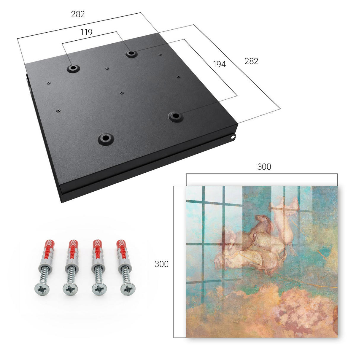 SCHLÜSSELBOX Schwarz 30x30 cm- Türöffnung nach rechts - Ein Traum wird wahr - Türkis, Metall (30/30/5cm) - TULUP