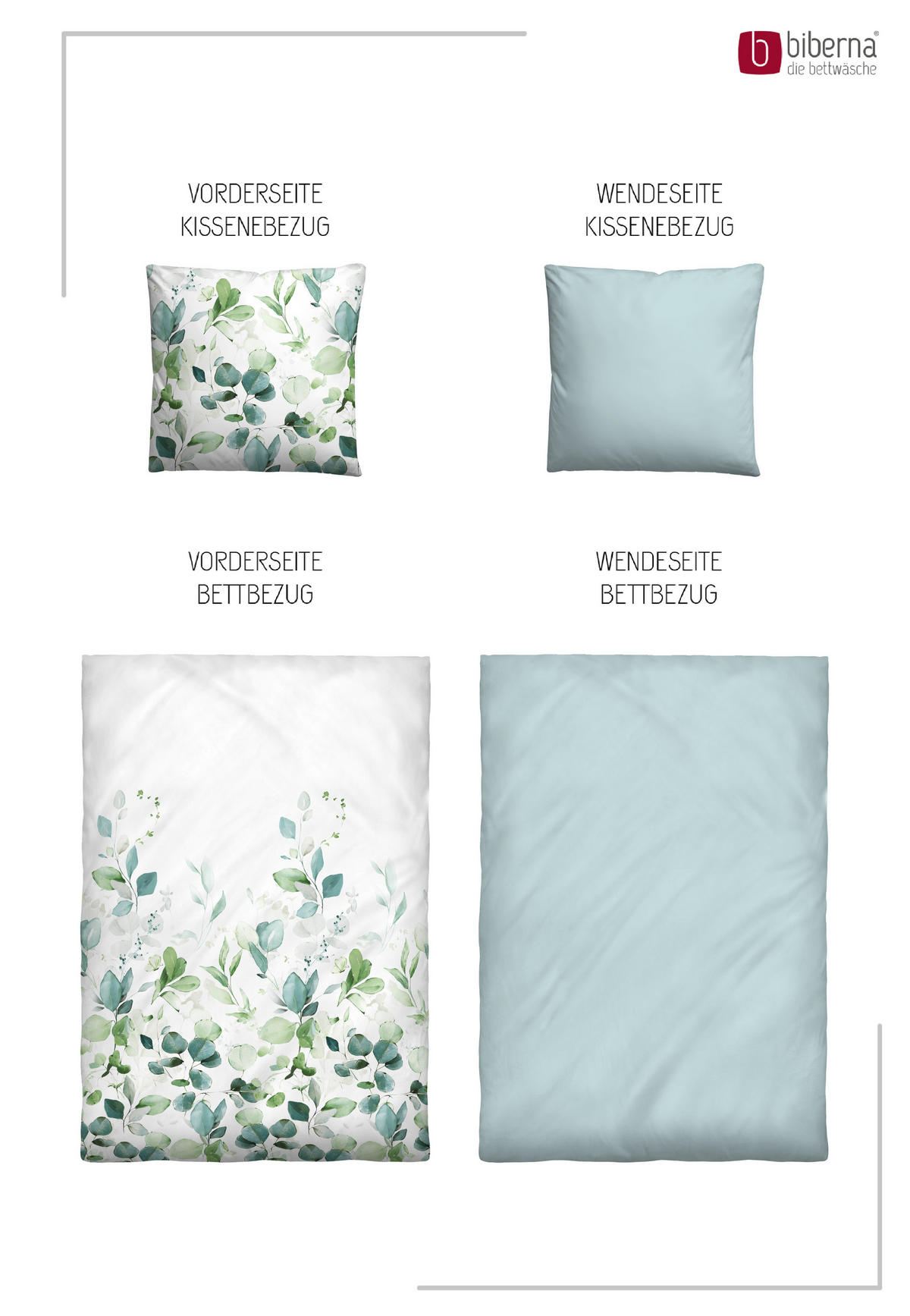 BETTWÄSCHE-GARNITUR Tencel Floral aqua, 135x200 cm + 80x80 cm - Türkis, Textil (135/200cm) - biberna