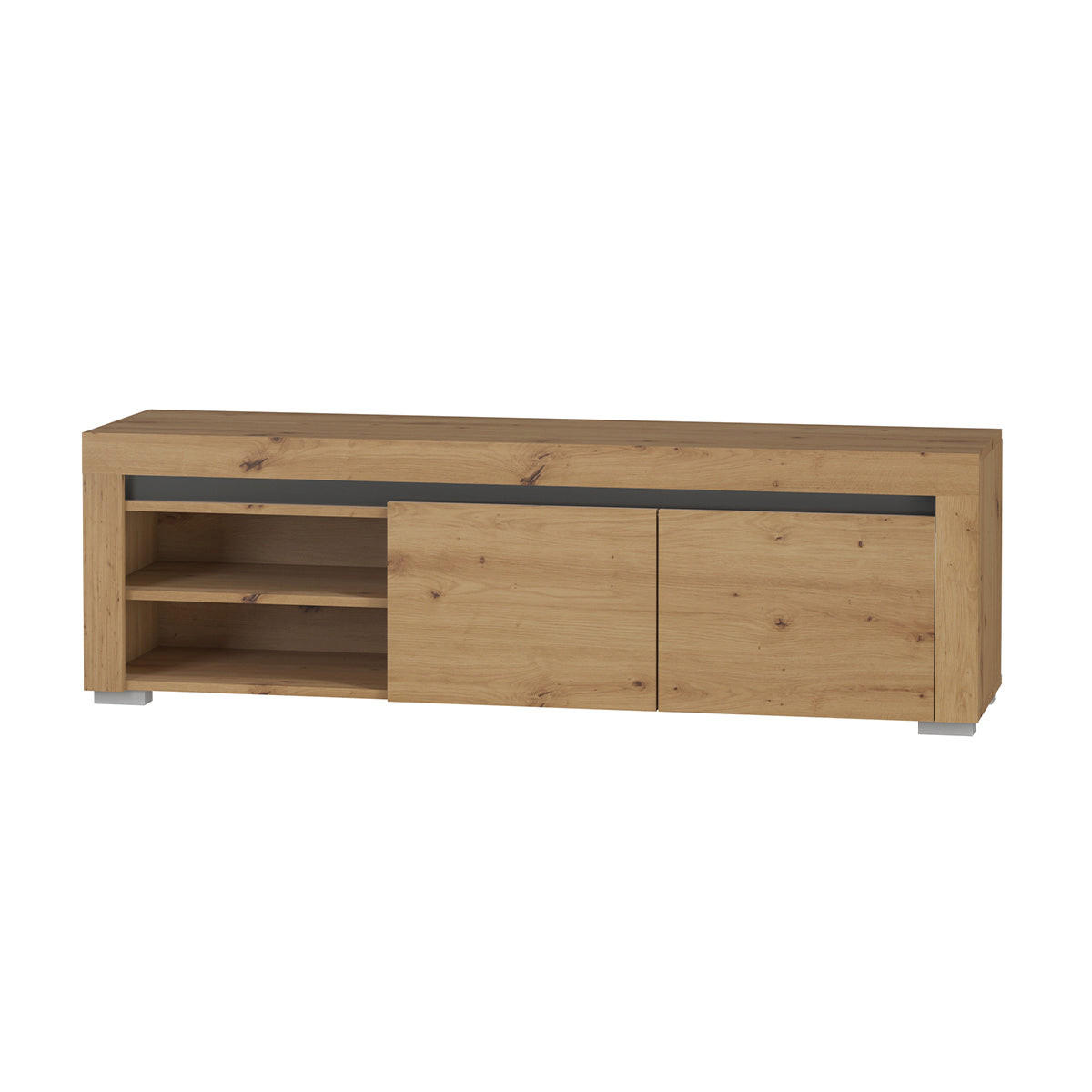 TV-MÖBEL Kasla Holz und Anthrazitgrau - Grau, Holzwerkstoff (152/47/39cm) - Petits-meubles