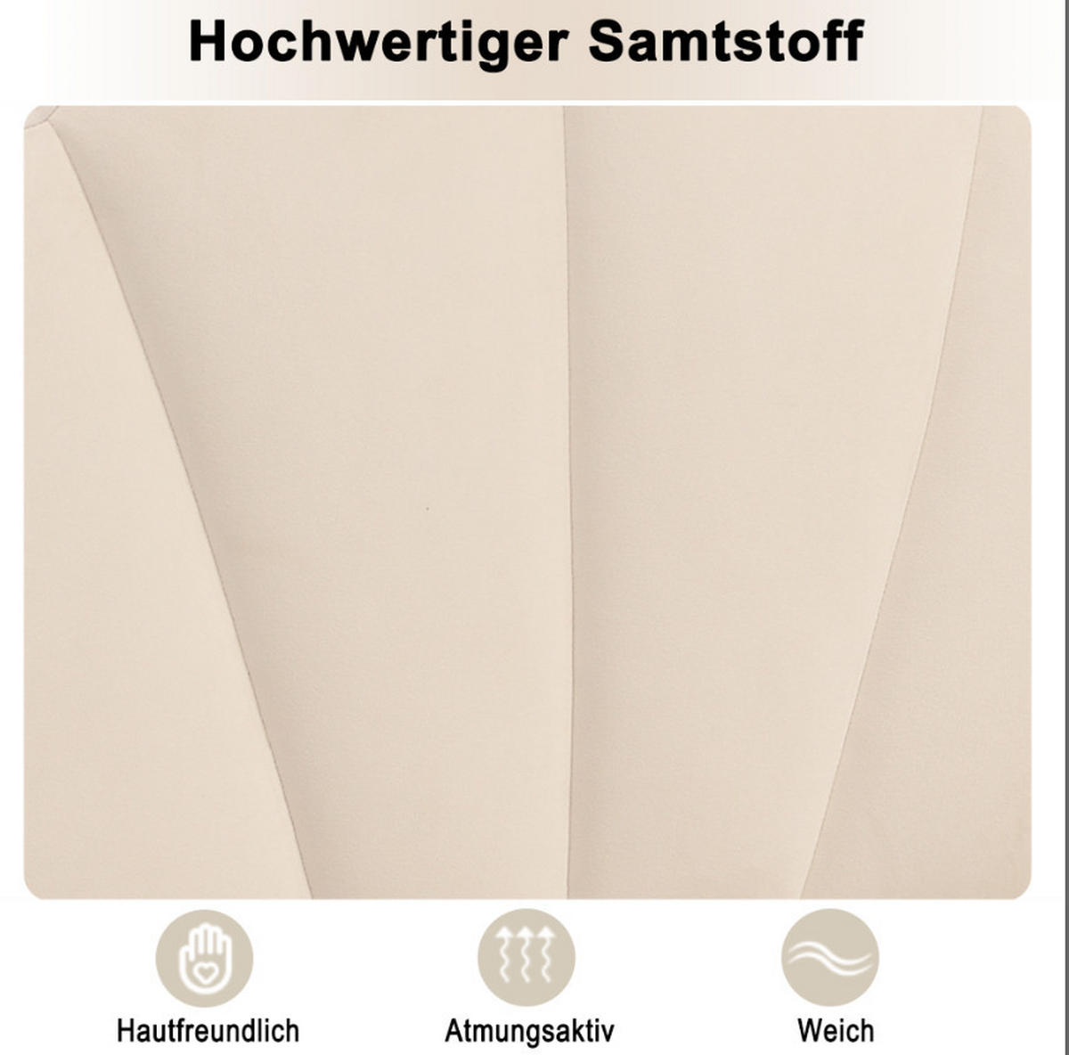 POLSTERBETT mit Polsterbank 90x200 cm Samt Beige - Beige, Metall (90/200cm) - Meubliv