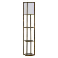 STEHLAMPE mit Regalen, Wohnzimmer Stehleuchte E27 bis 40W, Nachttischlampe - Braun, Textil (26/26/160cm) - HOMCOM