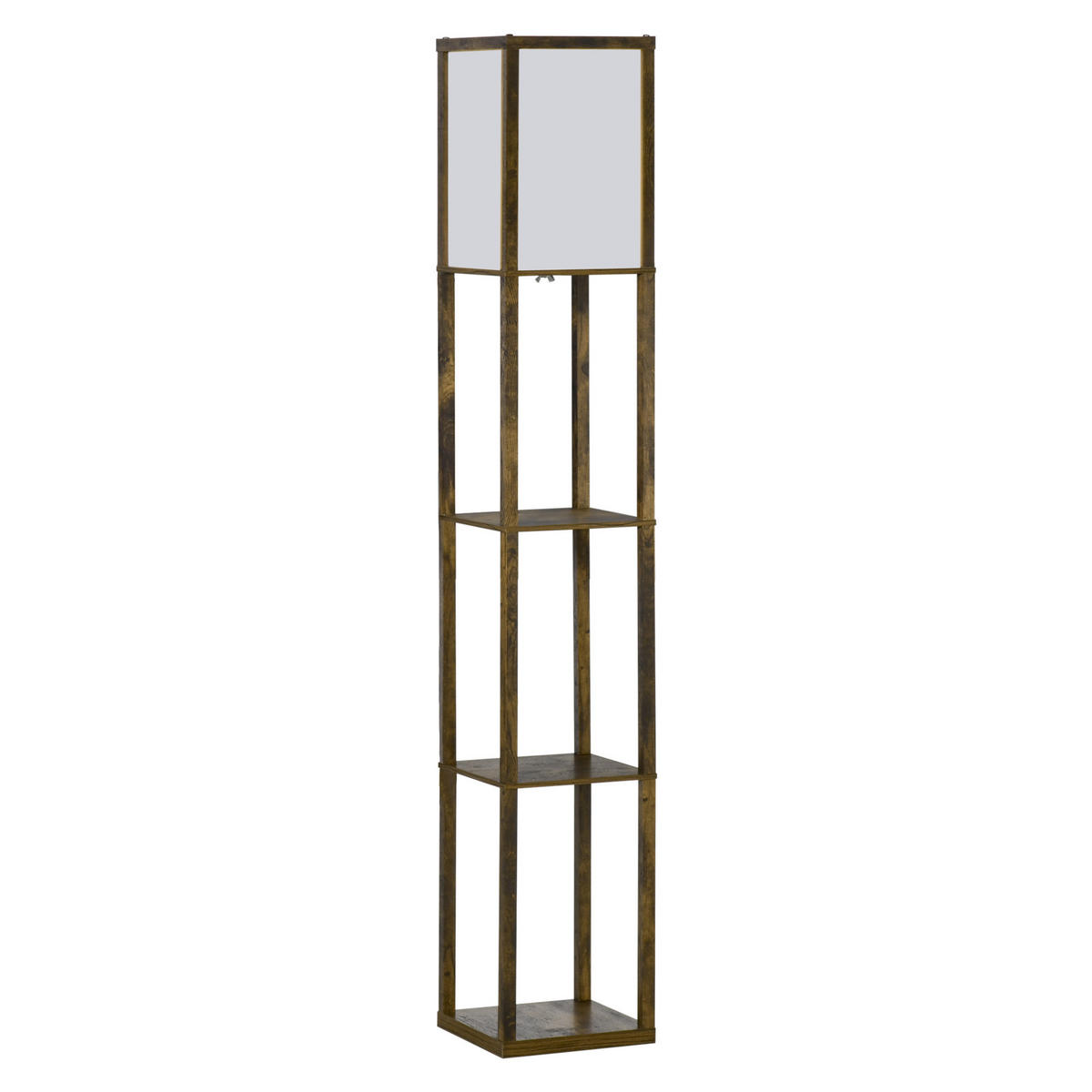 STEHLAMPE mit Regalen, Wohnzimmer Stehleuchte E27 bis 40W, Nachttischlampe - Braun, Textil (26/26/160cm) - HOMCOM