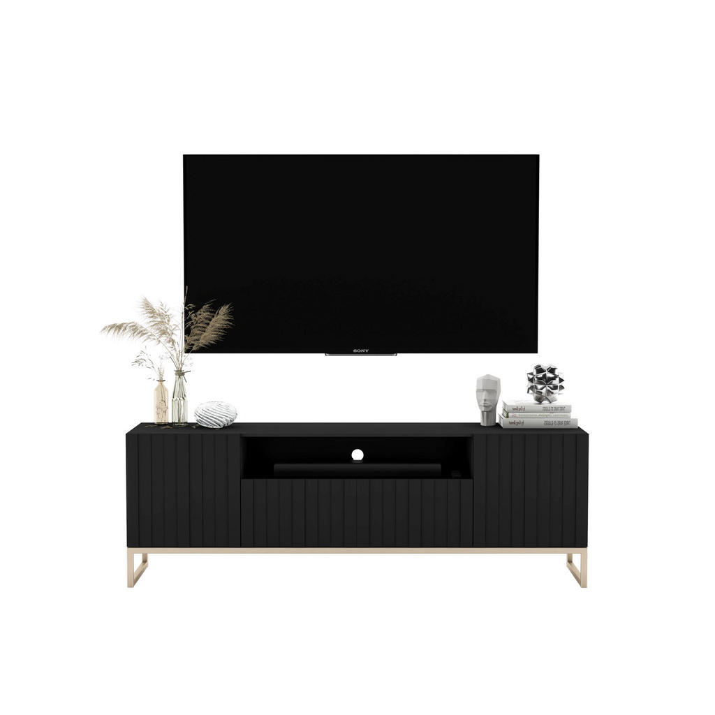 Thumbnail - Meble Lindner Tv-Schrank, Schwarz, Holzwerkstoff, 6 Fächer, Rechteckig, 150x51.5x36.5 cm, Wohnzimmer, Wohnwände, Lowboar...