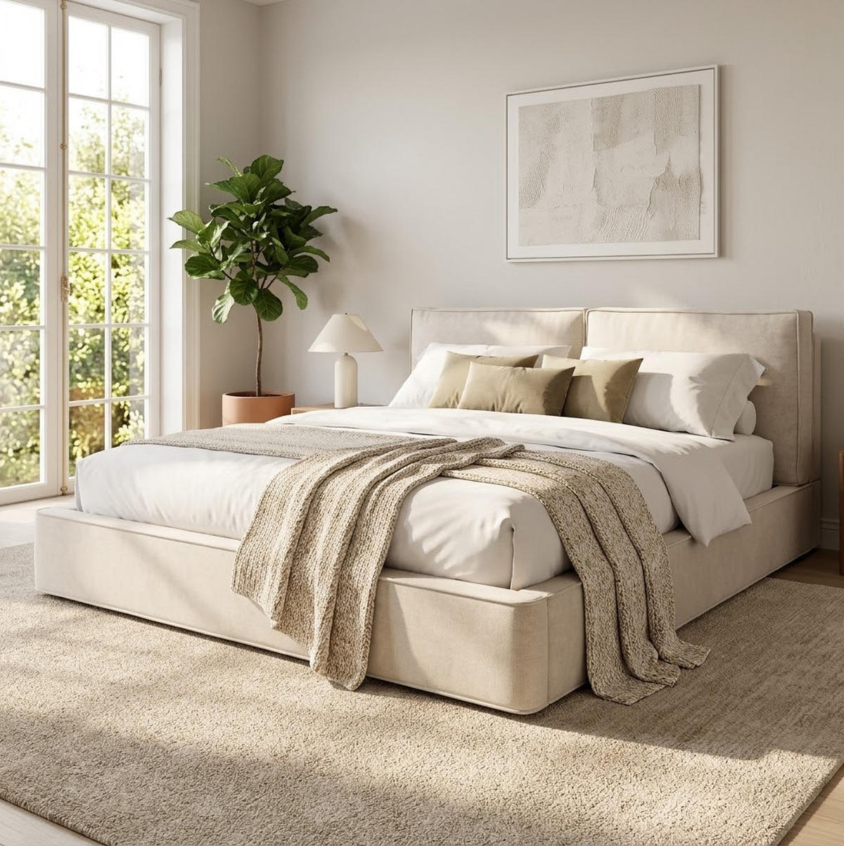 POLSTERBETT 180/200 cm aus Chenille mit hydraulischem Stauraum und Lattenrost Beige - Beige, Textil (180/200cm) - Modenvie