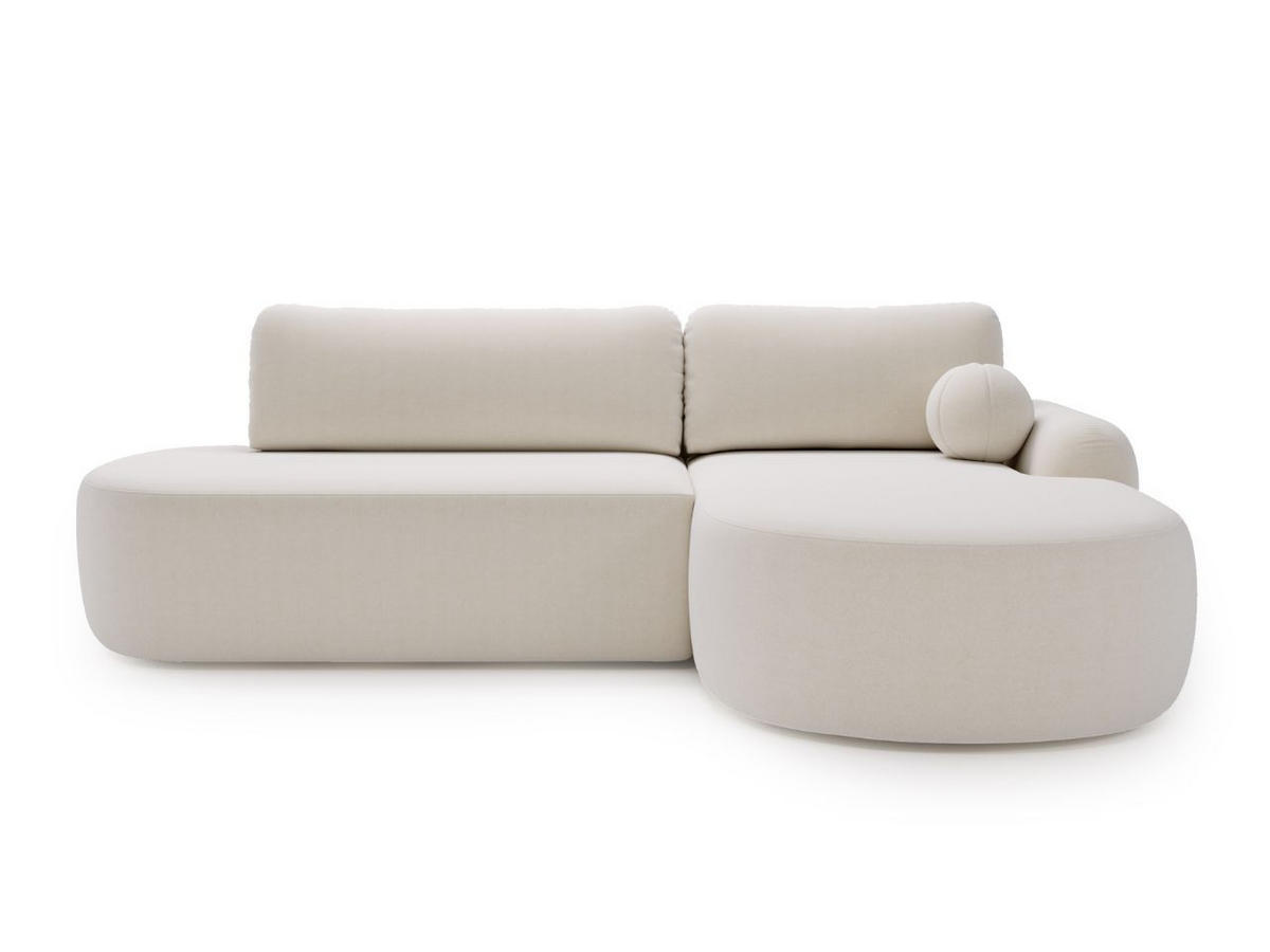 ECKSOFA Aurio O Bouclé-Stoff Weiß Rechts - Weiß, Holz/Textil (271/177cm) - Graingold