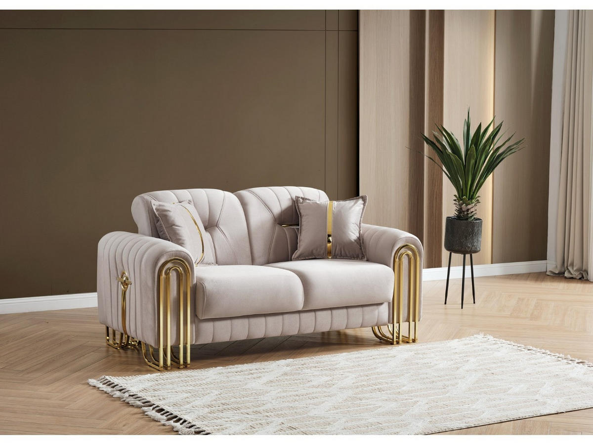 SITZGARNITUR Bogota, Beige Stellvariante 3+2+1 - Beige, Holzwerkstoff/Metall (240/87/98cm)