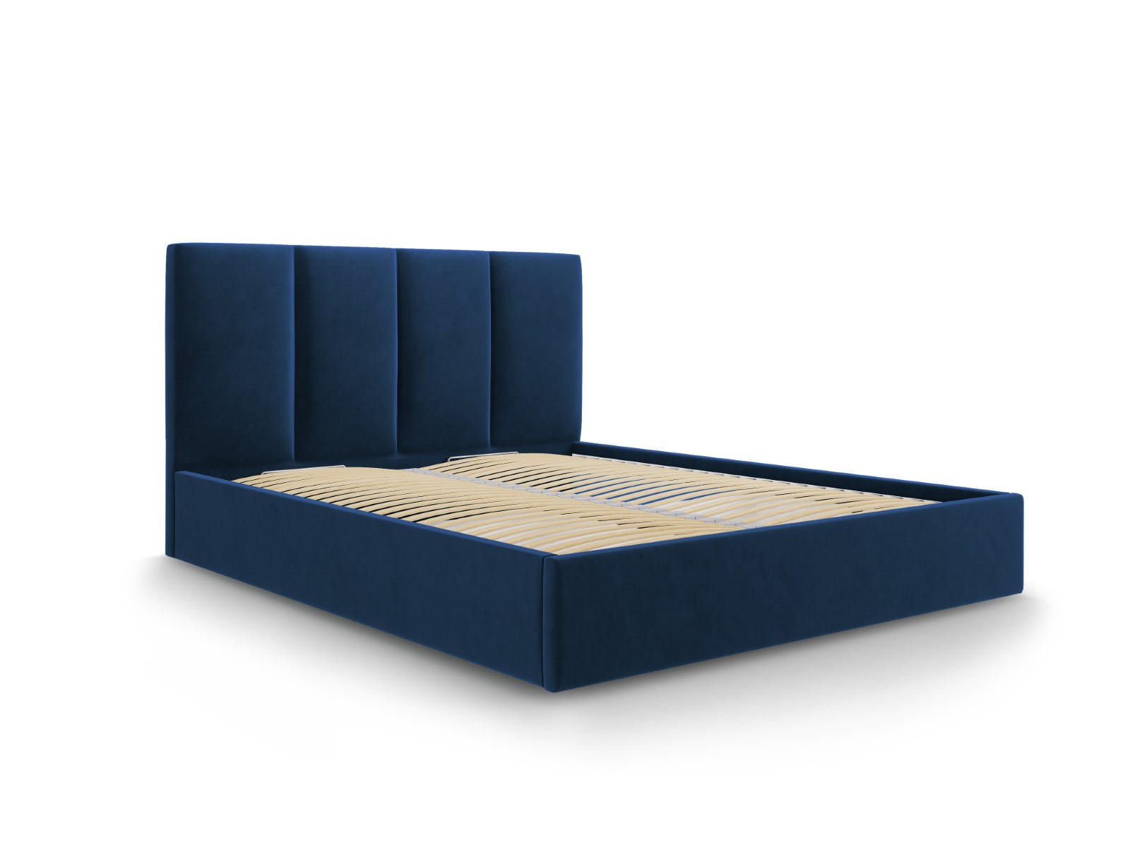 BETT mit Bettkasten und Kopfteil Pyla aus Samt königsblau 180x200cm - Dunkelblau, Textil (180/200cm) - Micadoni