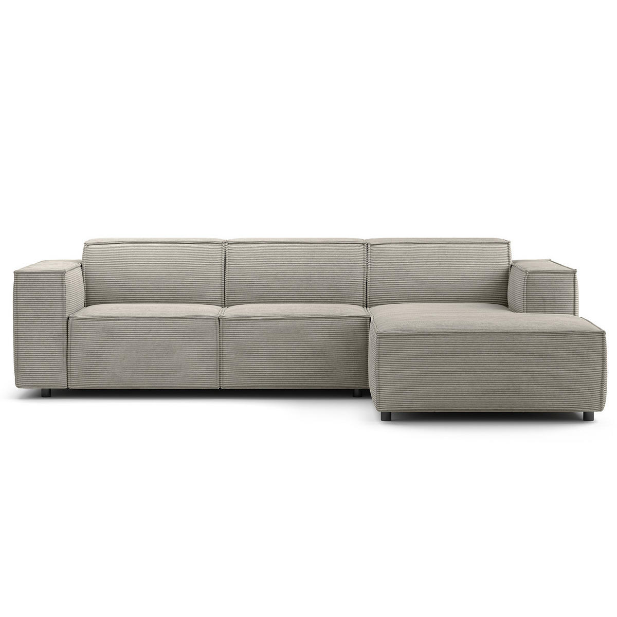 ECKSOFA mit Longchair - Graubraun/Schwarz, Kunststoff/Textil (260/177cm) - home24